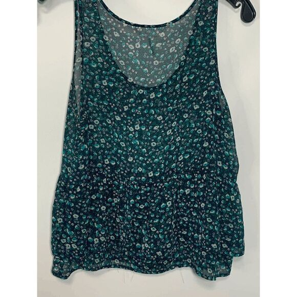Kirra Women's Sleeveless Ditsy Floral Scoop Neck Sheer Peplum Blue Top Size S - Picture 6 of 8